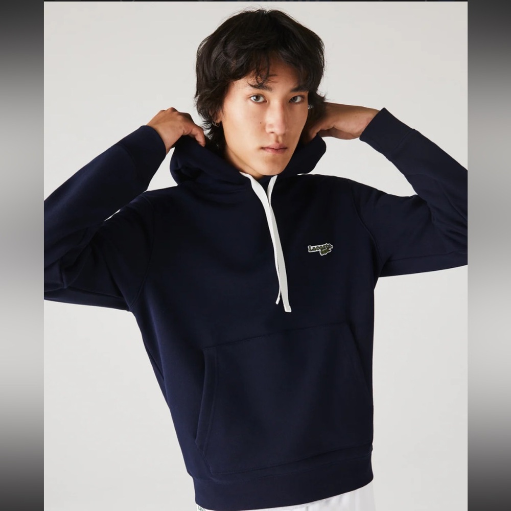 NWT LACOSTE Wording Non Brushed
Hoodie Navy Blue Size M / Medium Men’s or Unisex